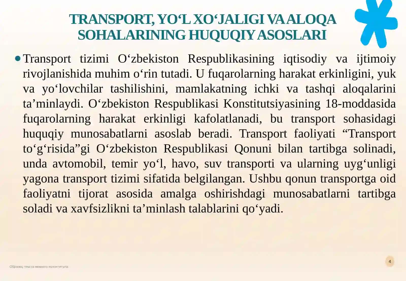 Transportdagi, yo’l xo’jaligi va aloqa sohalaridagi ma’muriy huquqbuzarliklar tarkibi 4