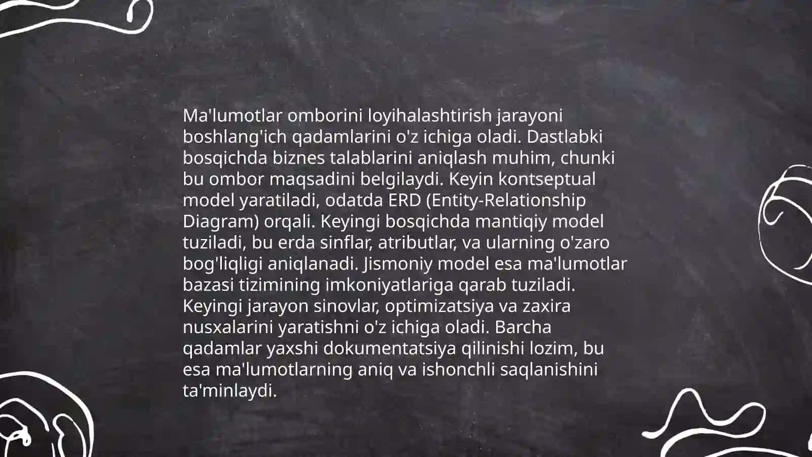 Ma'lumotlar omborini loyihalashtirish jarayoni 4