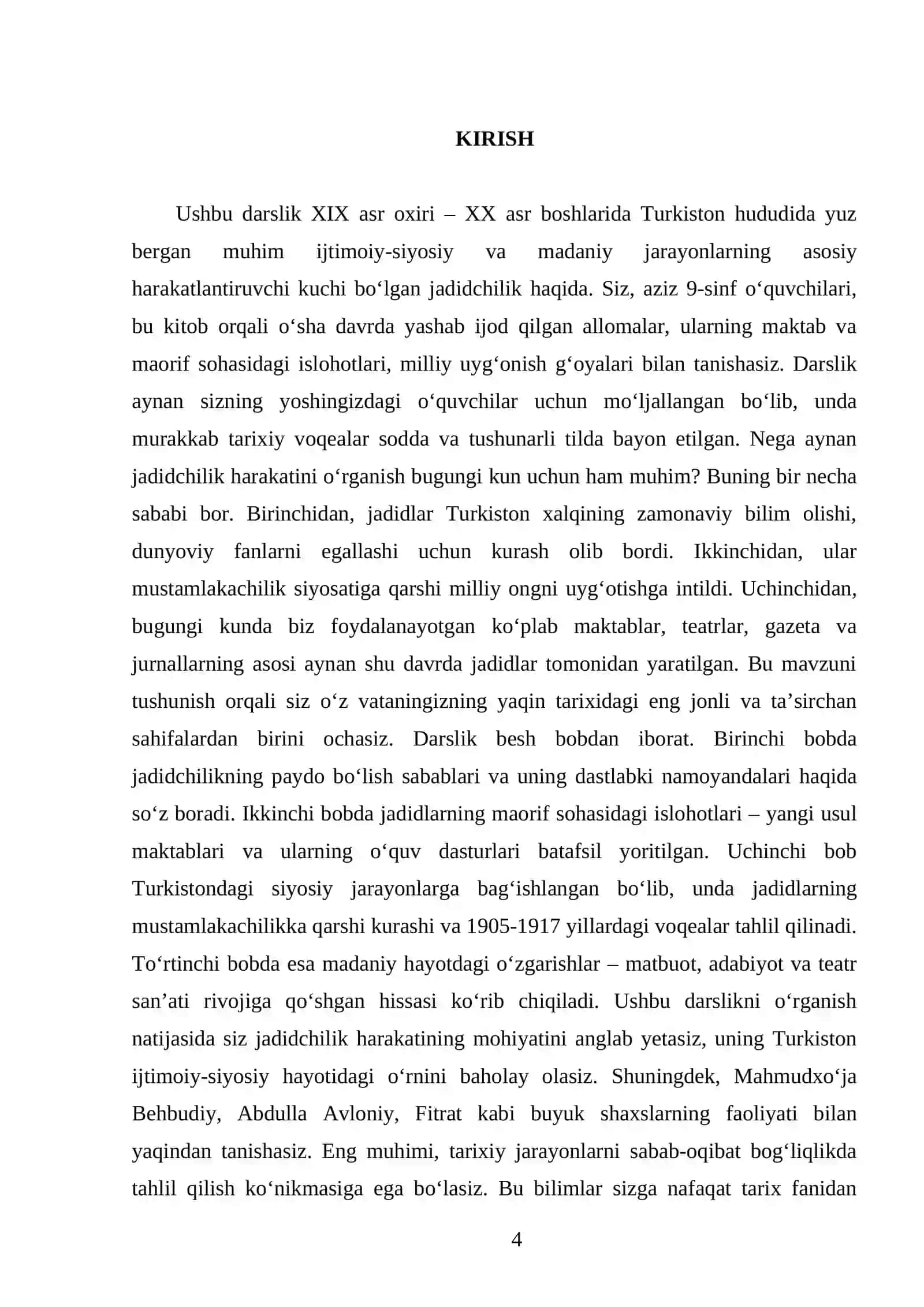 JADIDCHILIK HARAKATINING TURKISTON IJTIMOIY-SIYOSIY VA MADANIY HAYOTIGA TA’SIRI 9 -SINF 4