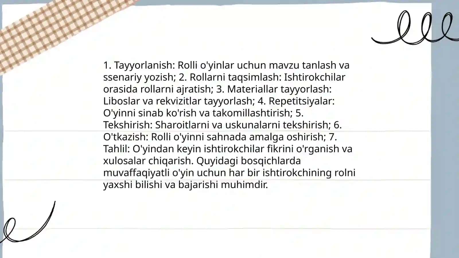 ROLLI O’YINLAR.Rolli o’yinlarni o’tkazish va ularning qoidalari…O’yin turlari… 4
