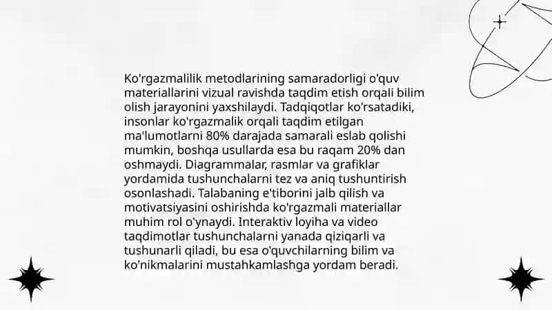 So'z, ko'rgazmalilik, o'yin, musobaqa va aylanma trenirovka metodlaridan foydalanishni ahamiyati 4