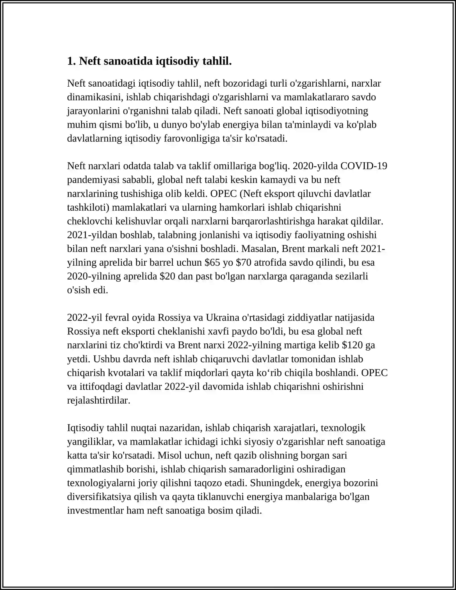 Neft sanoatida iqtisodiy tahlil 4