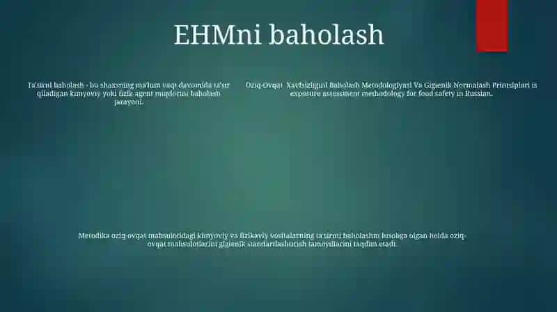 Oziq-Ovqat Xavfsizligini Baholash Metodologiyasi Va Gigienik Normalash Printsiplari 4
