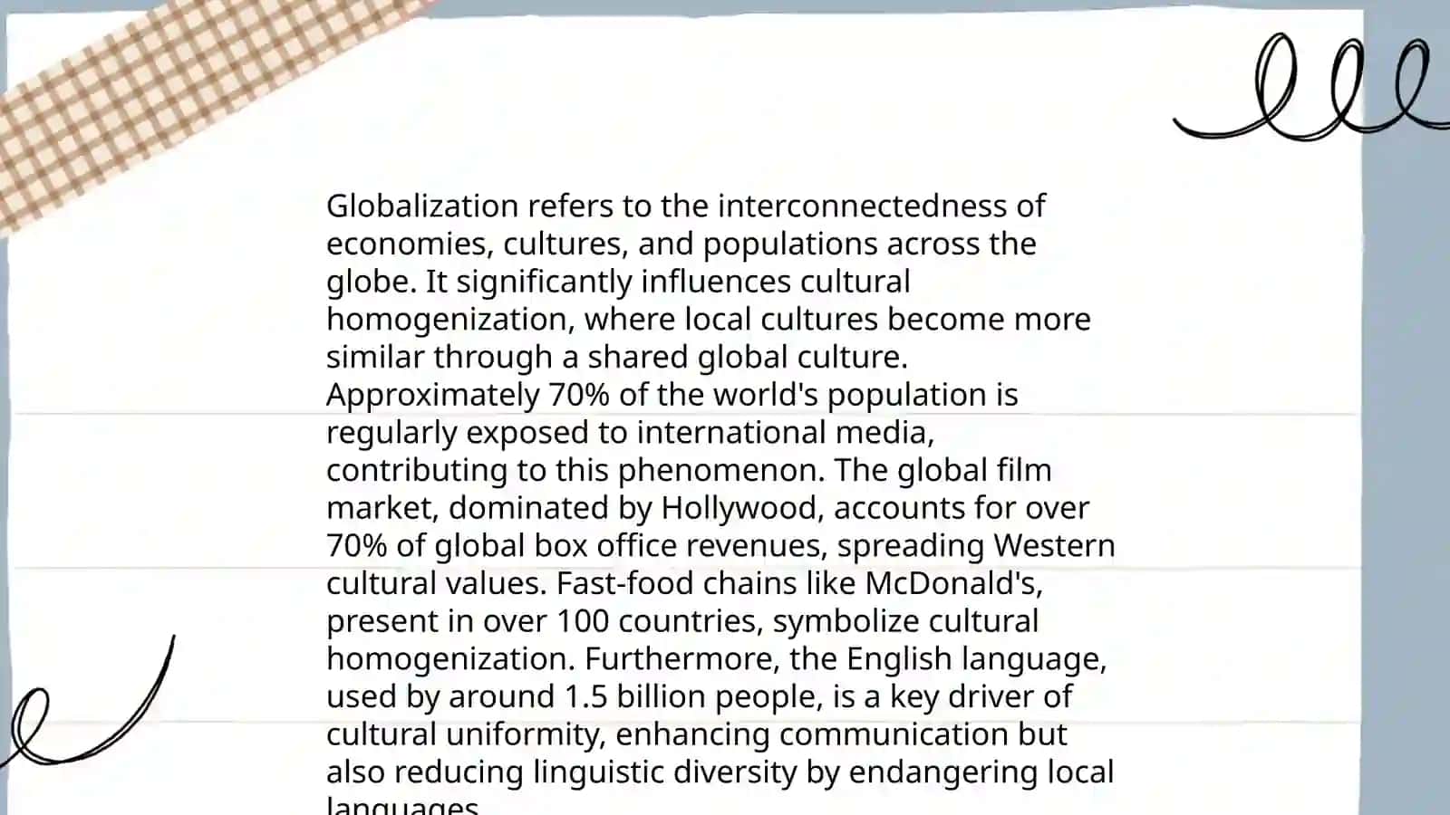 The effect of globalization to cultures 4