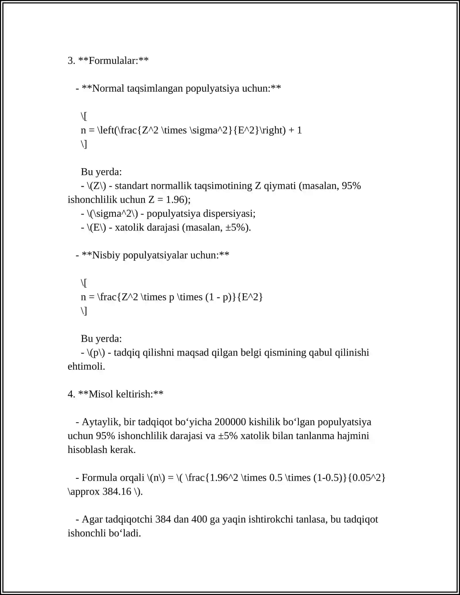 NORMAL TAQSIMLANISH PARAMETRLARINI BAHOLASHNING STATISTIK METODLARI 4