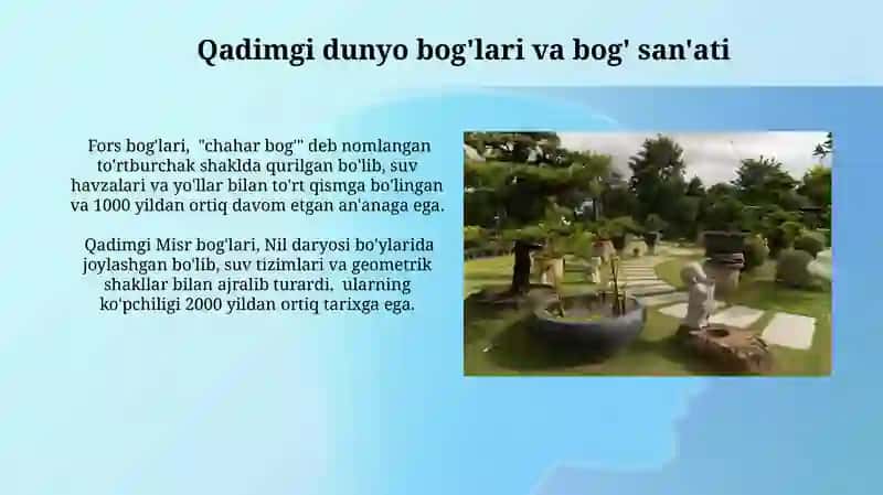 Qadimgi dunyo bogʻ va park sanʼati 4