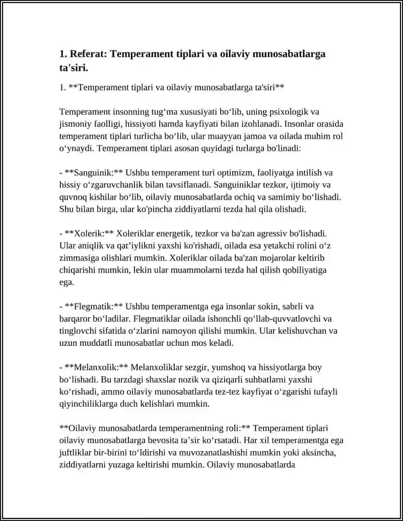 TEMPERAMENT TIPIGA MOS JUFT TANLASH - OILAVIY MUNOSABATLAR MUSTAHKAM-LIGI OMILI SIFATIDA 4