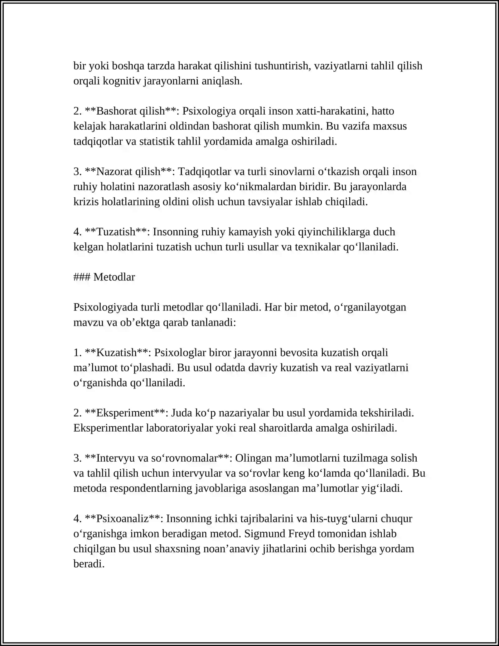 PSIXOLOGIYA FANIGA KIRISH.SHAXSFAOLIYATI VA UNING INDIVIDUAL PSIXOLOGIK XUSUSIYATLARI 4