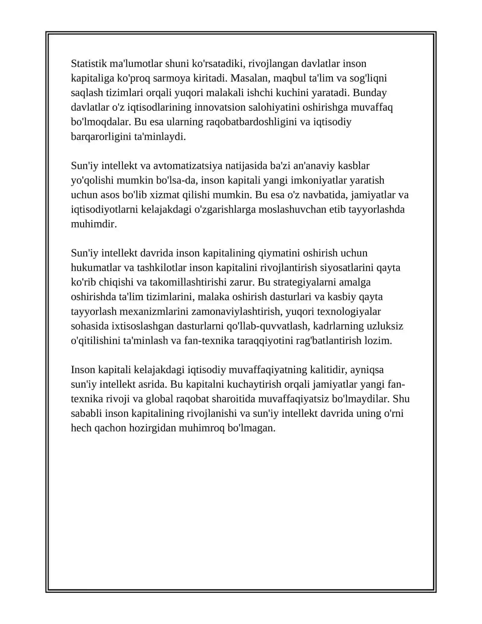 SUN’IY INTELLEKT VA YANGI KASBLARNING SHAKLLANISHIDA INSON KAPITALINING ROLI 4