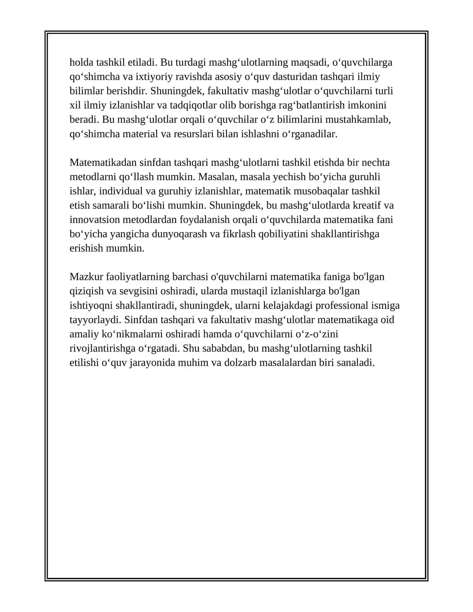 MATEMATIKADAN SINFDAN TASHQARI VA FAKULTATIV MASHGʻULOTLAR 4