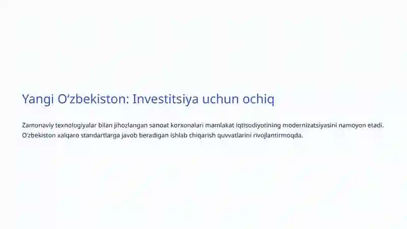 Oʻzbekistonning Investitsiya Siyosati: Islohotlardan Barqaror Rivojlanishga 4