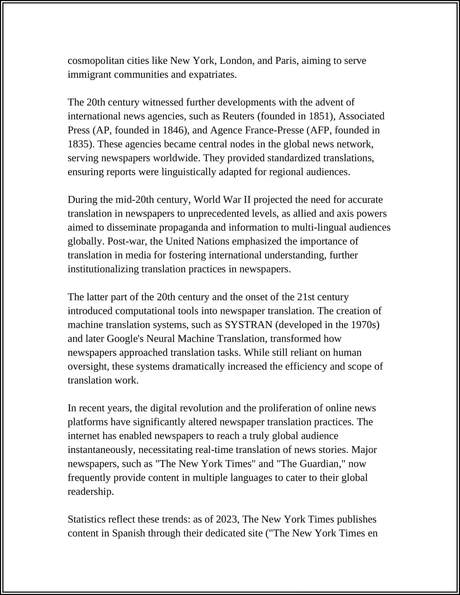 TRANSLATION OF NEWSPAPER TEXTS 4