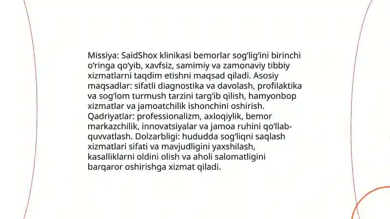 Tibbiy tashkilotimning marketing rejasi 4