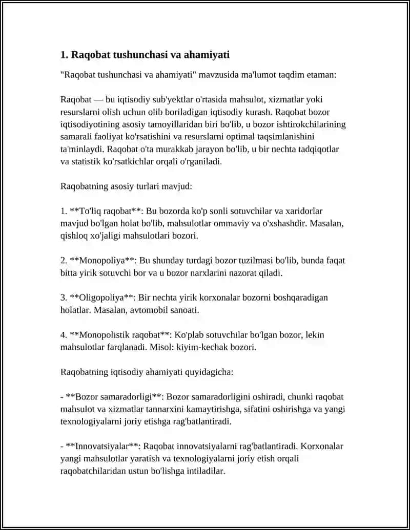 RAQOBAT VA MONOPOLIYA 4
