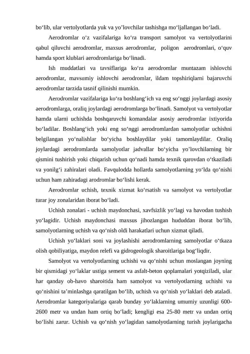 HАVO TRАNSPORTINING TEXNIK-IQTISODIY TАVSIFI VА RIVOJLАNISH MUАMMOLАRI 4