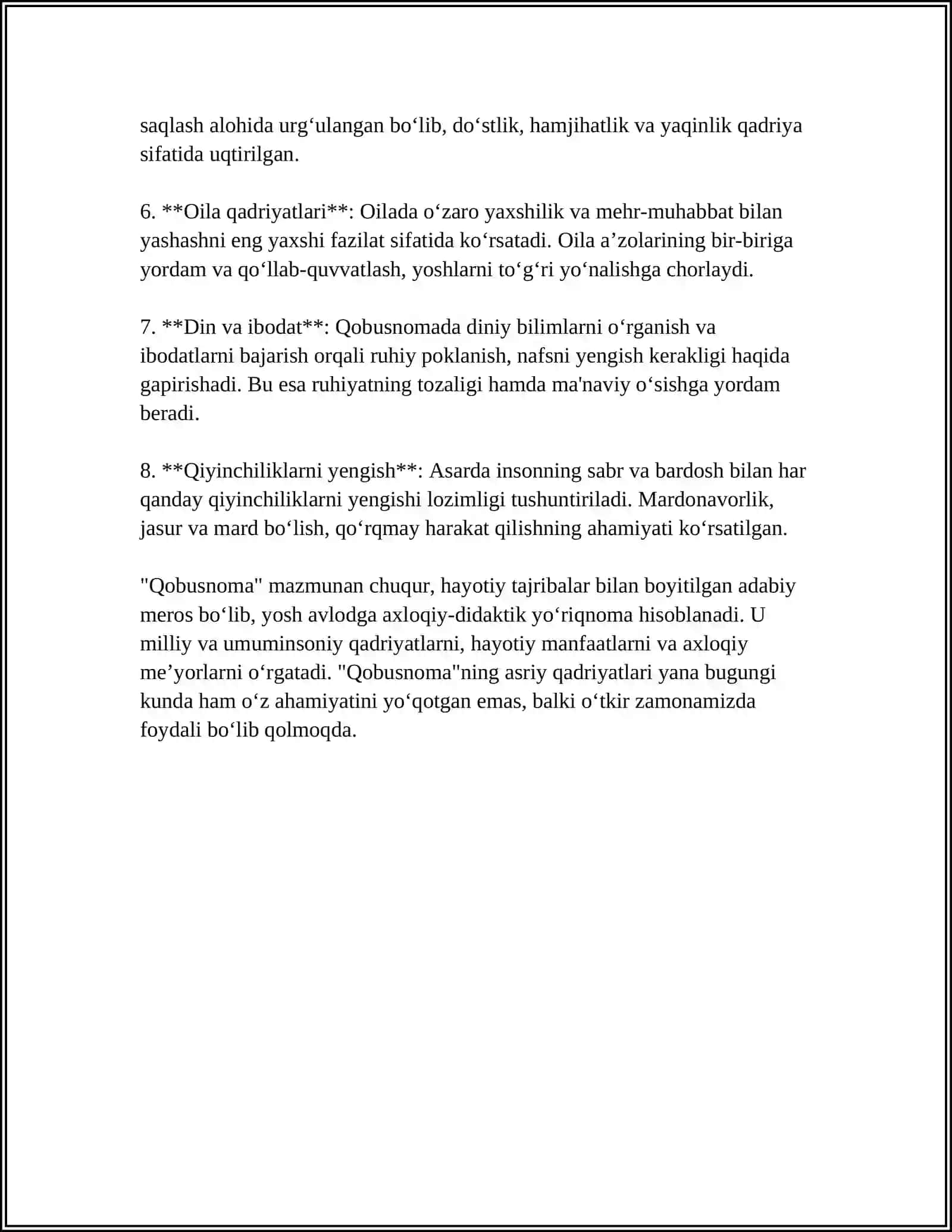 KAYKOVUSNING "QOBUSNOMA" ASARINING TARBIYAVIY AHAMIYATI 4