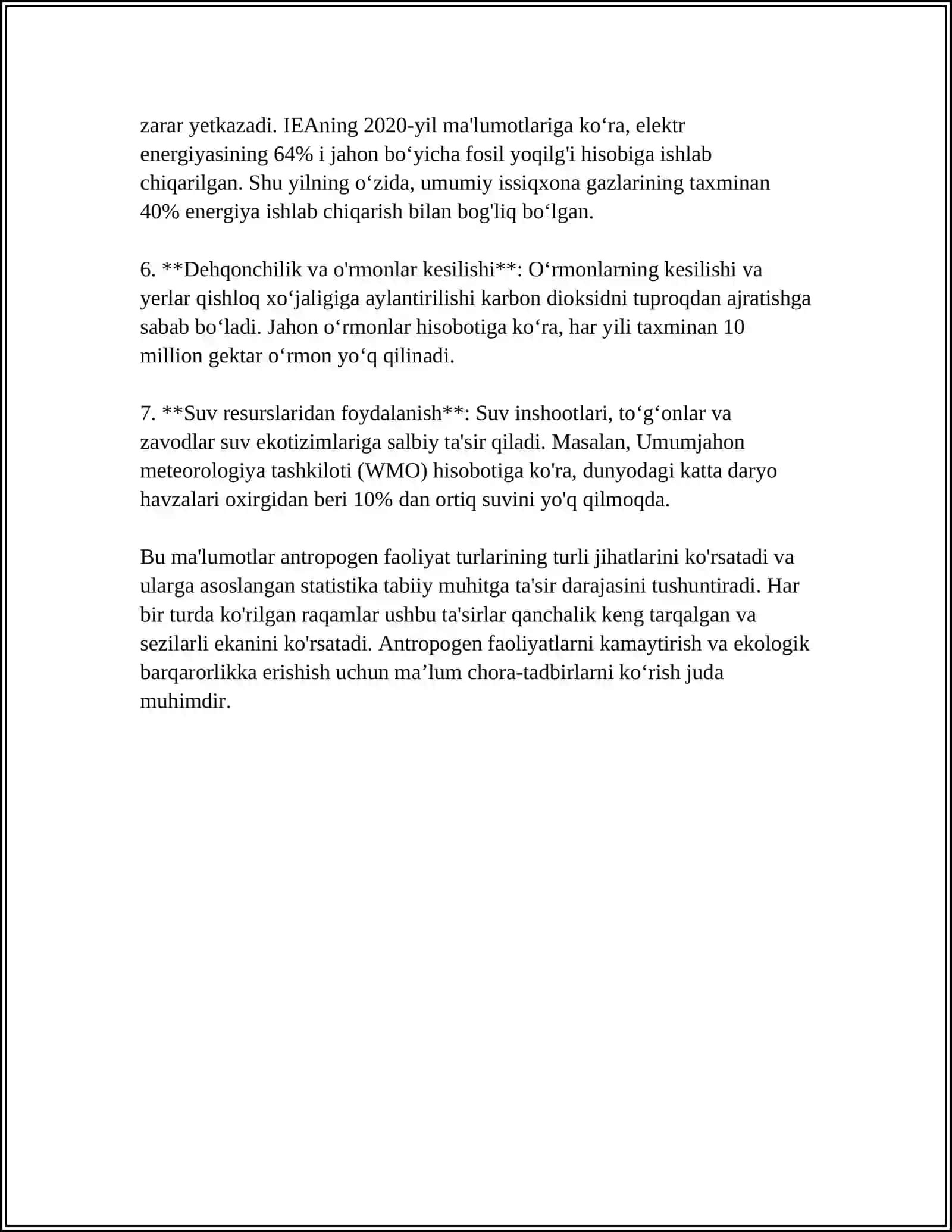 ANTROPOGEN O'ZGARGAN TABIIY MUHIT VA UNI MUHOFAZA QILISH 4