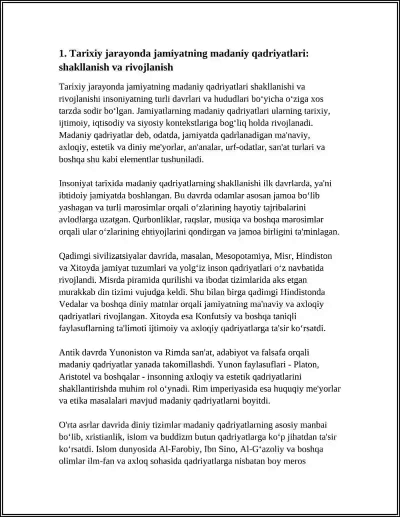 TARIXIY JARAYONDA JAMIYATNING MADANIY VA MA’NAVIY QADRIYATLARI. JAMIYAT VA TARIX FALSAFASI 4