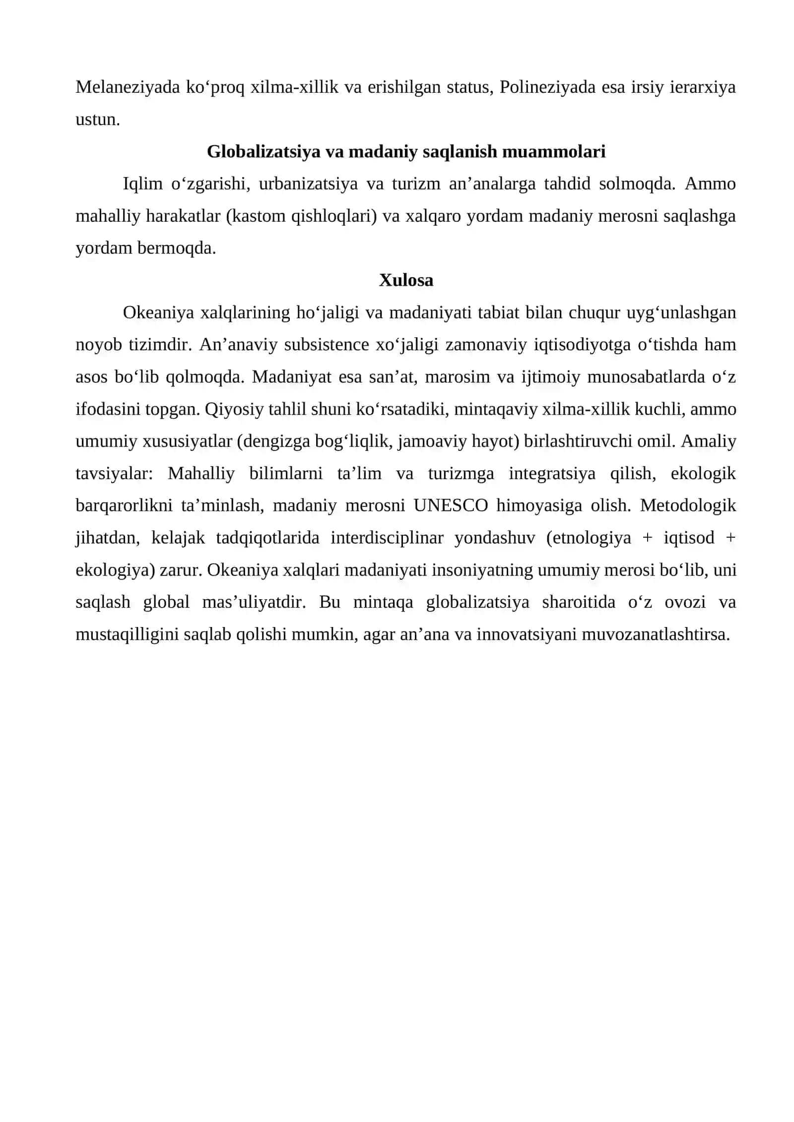Okeaniya xalqlari hoʻjaligi va madaniyati maqola 4