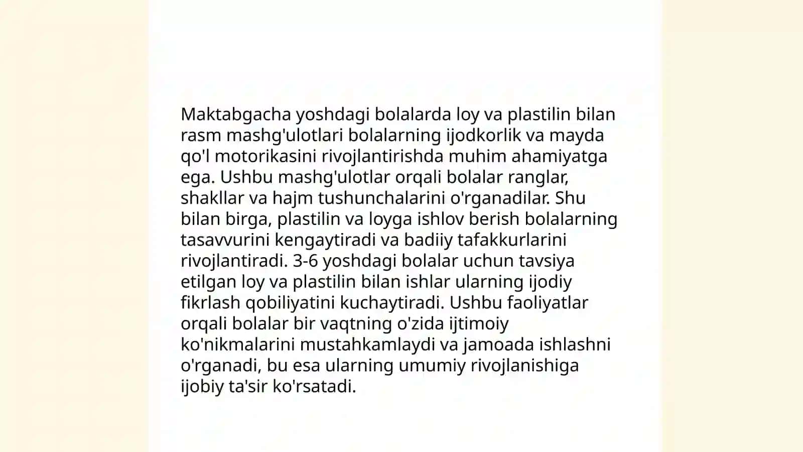 Turli yosh guruhlarida rasm mashģulotlarini tashkil qilish. (Loy va plastilin misolida) Saidova Gózala 4