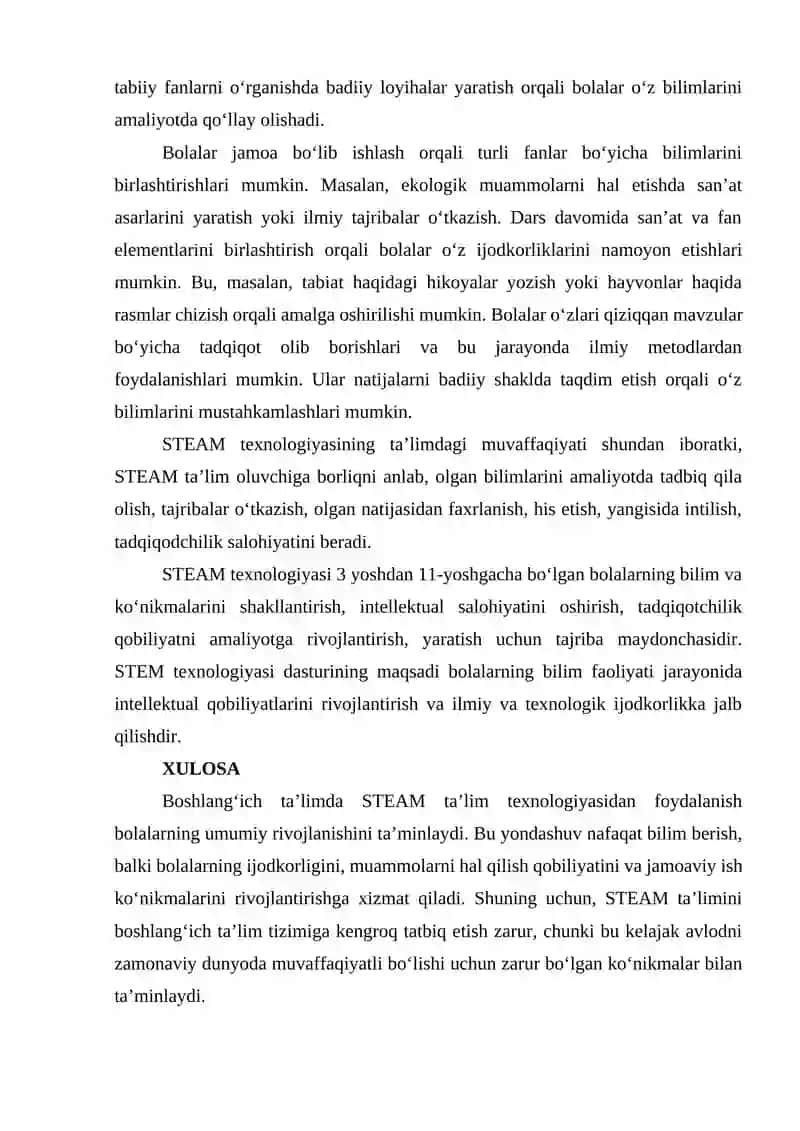 Boshlang‘ich Ta’limda STEAM Ta’lim Texnologiyasidan Foydalanishning Mohiyati 4
