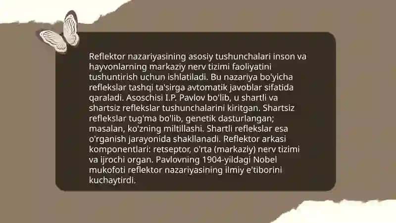 Sezgining reflektor va retseptor nazariyalari 4