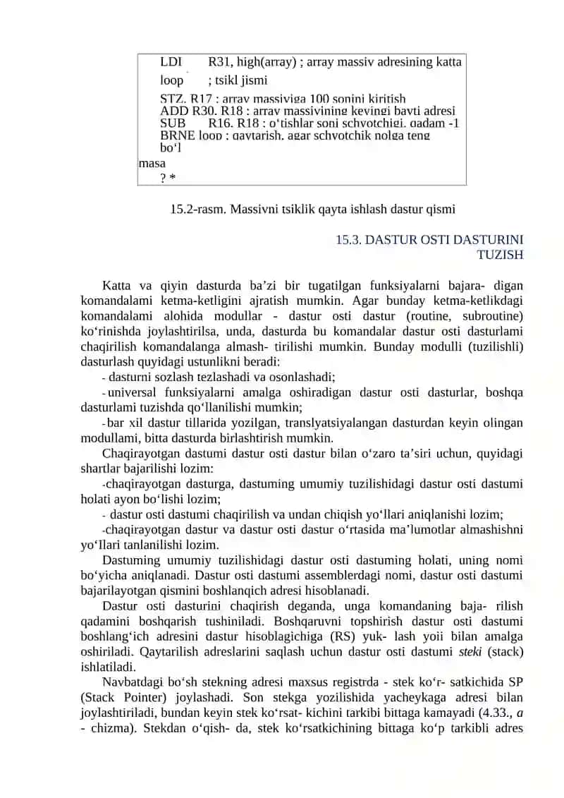 MIKROPROTSESSOR VA MIKROKONTROLLERLARNI DASTURLAR BILAN TA’MINLASH 4