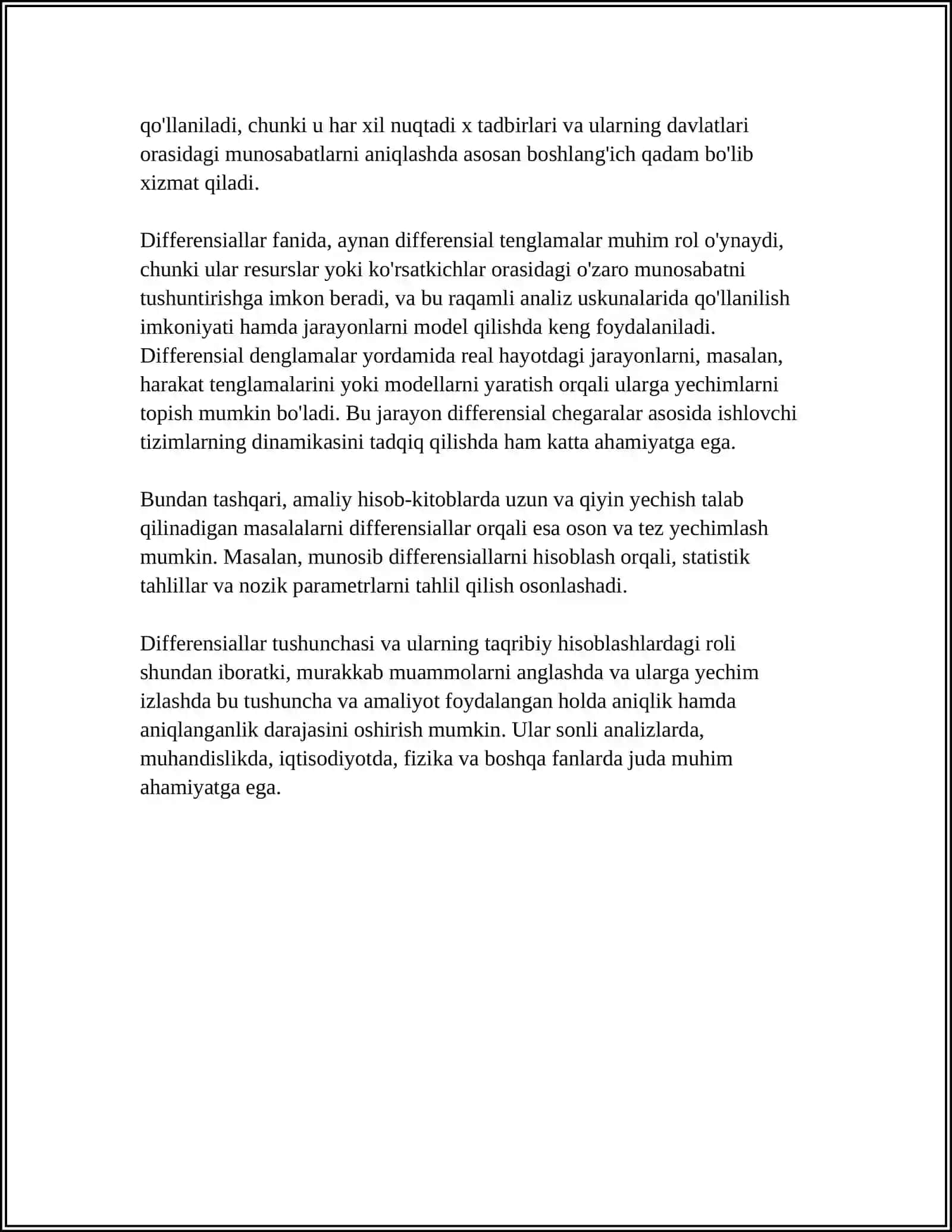 DIFFERENTSIALLAR TAQRIBIY HISOBLASHLARDA FOYDALANISH 4