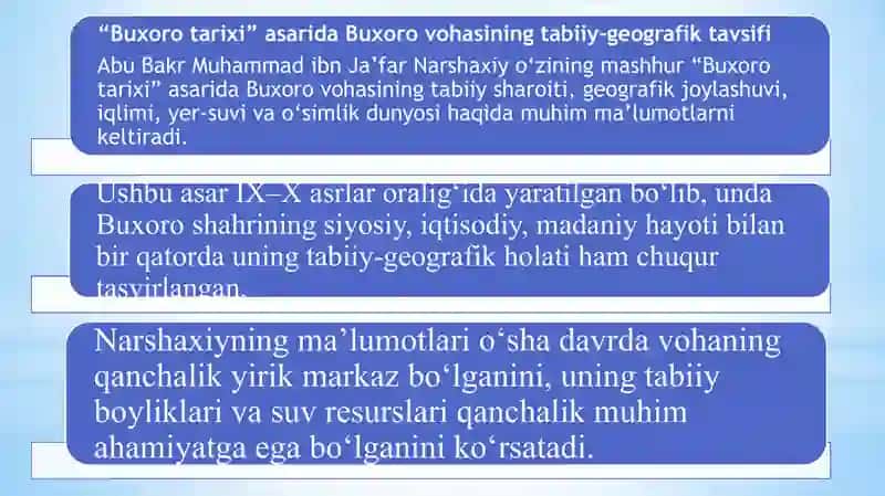 Narshaxiyning Buxoro tarixi asaridan Tarixiy geografiyaga oid 4