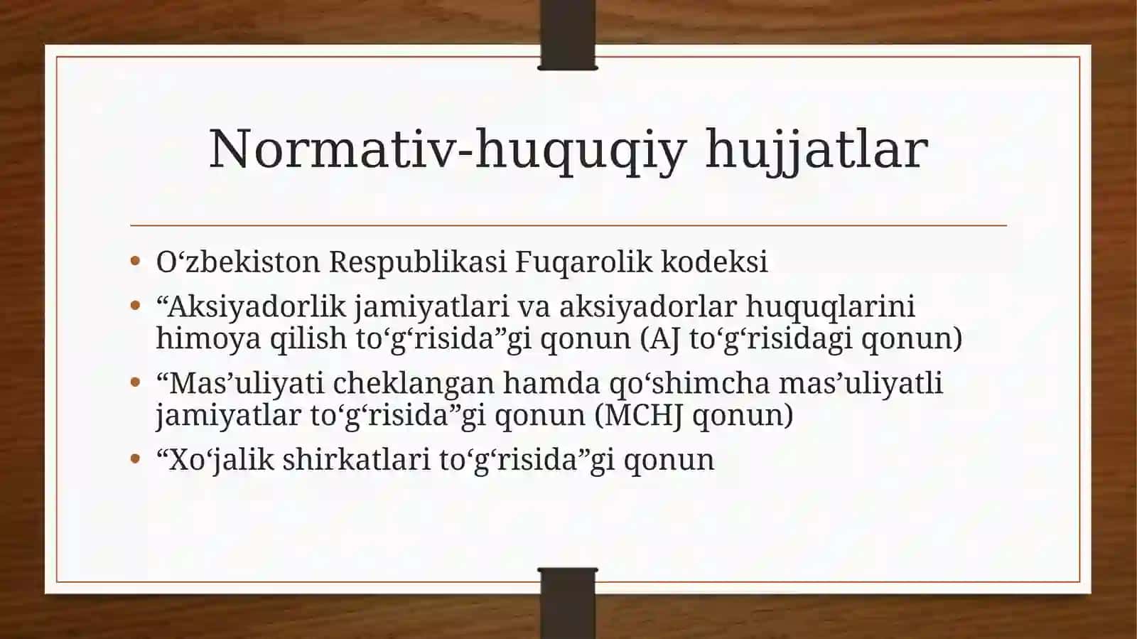 Korporativ huquqning umumiy qoidalari 4