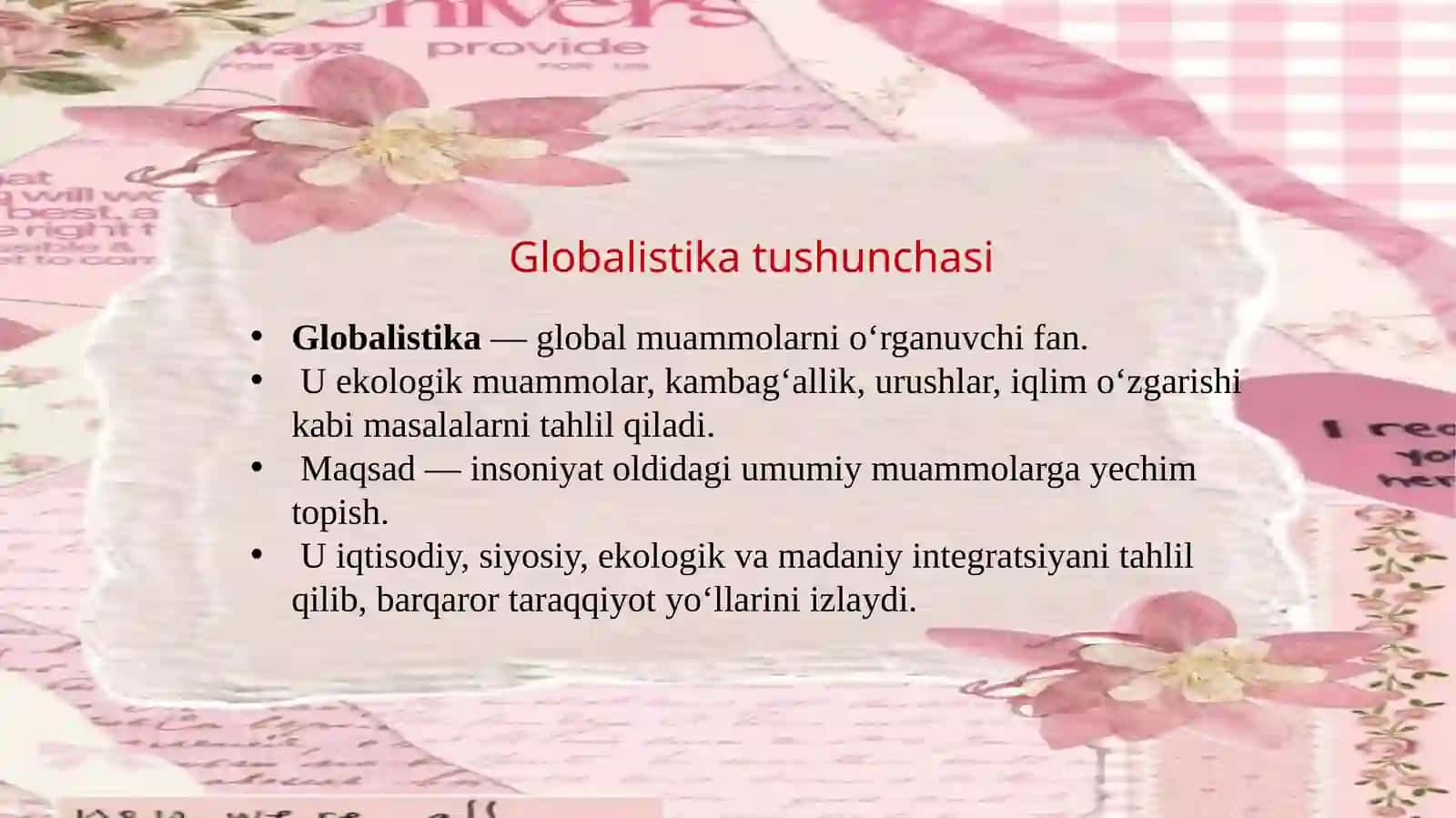 Globallashuv va globalistika tushunchalarining òzaro aloqasi 4