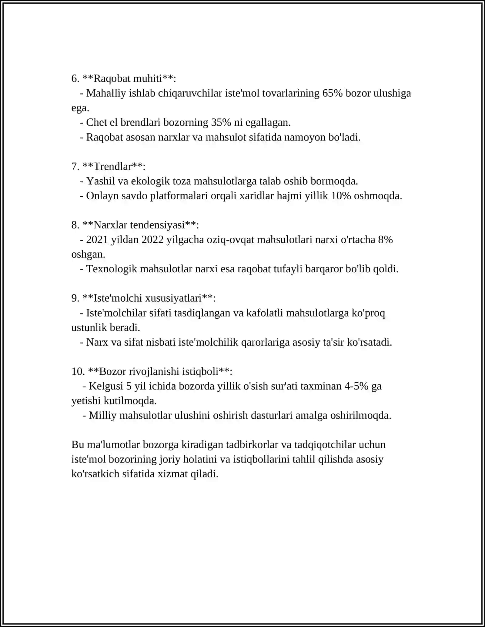 Istemol bozori tahlili 4