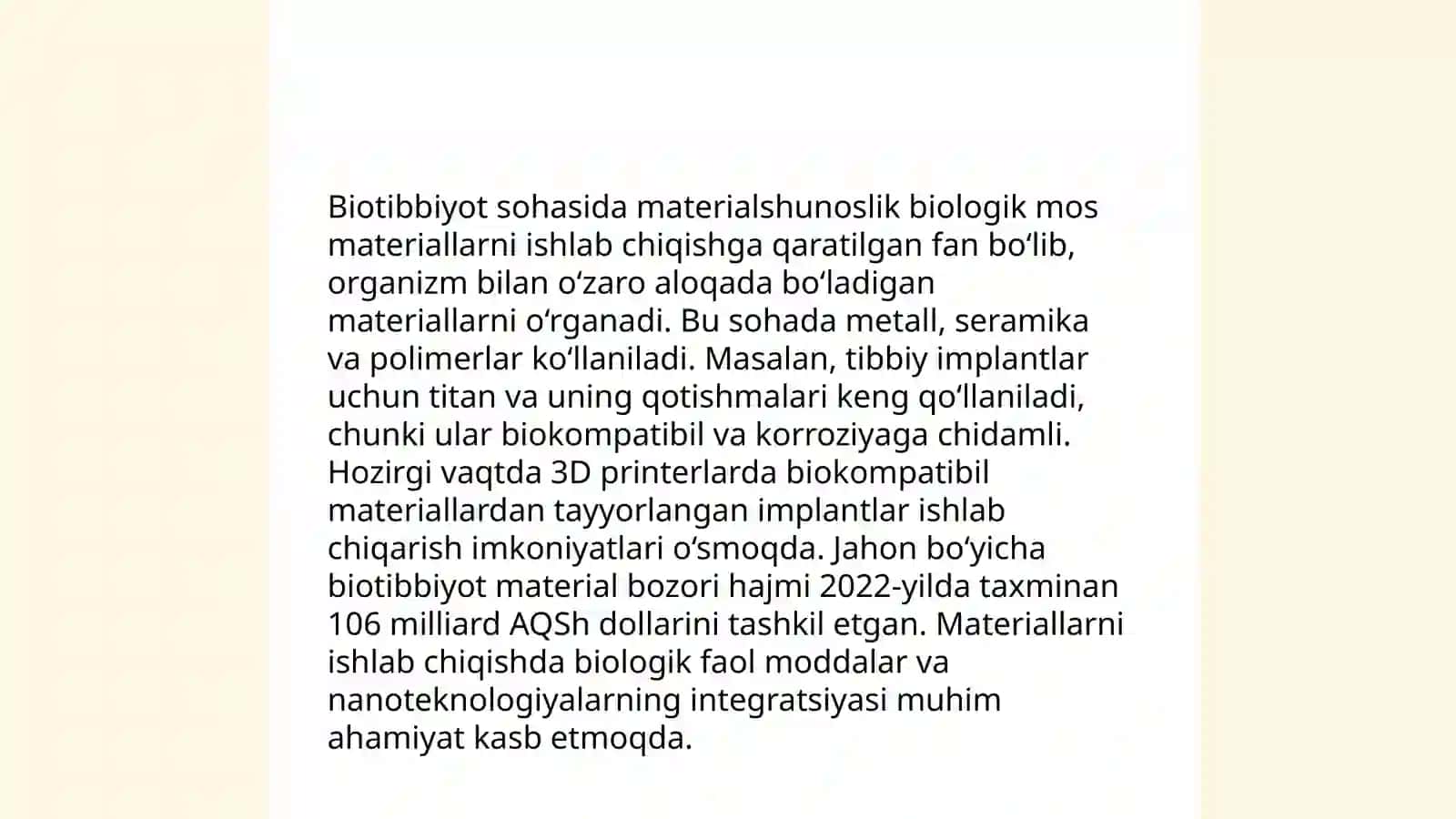 Qattiq oʻtkazuvchan materiallardan biotibbiyot amaliyotida foydalanish 4