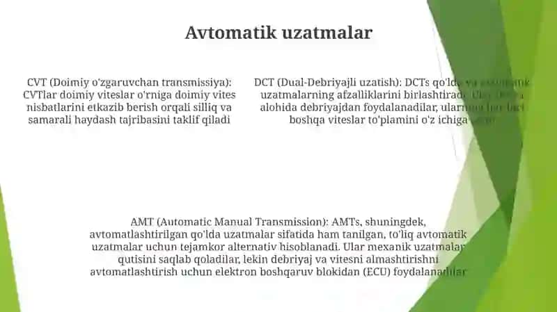 Rivojlangan Davlatlar Avtomobil Texnikalarining Transmissiyalarining Tuzilishini O'Ziga Xosligi 4