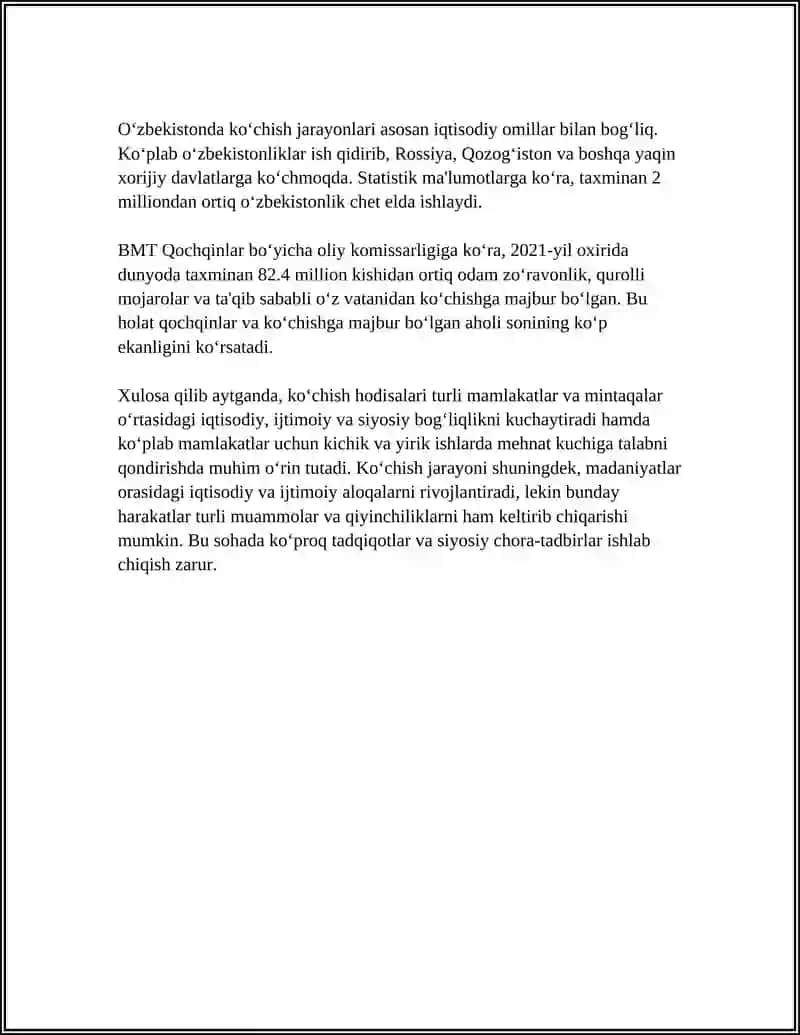 KO’CHISH XODISALARI. DIFFUZIYA, ISSIQLIK O’TKAZUVCHANLIK VA QOVUSHQONLIK 4