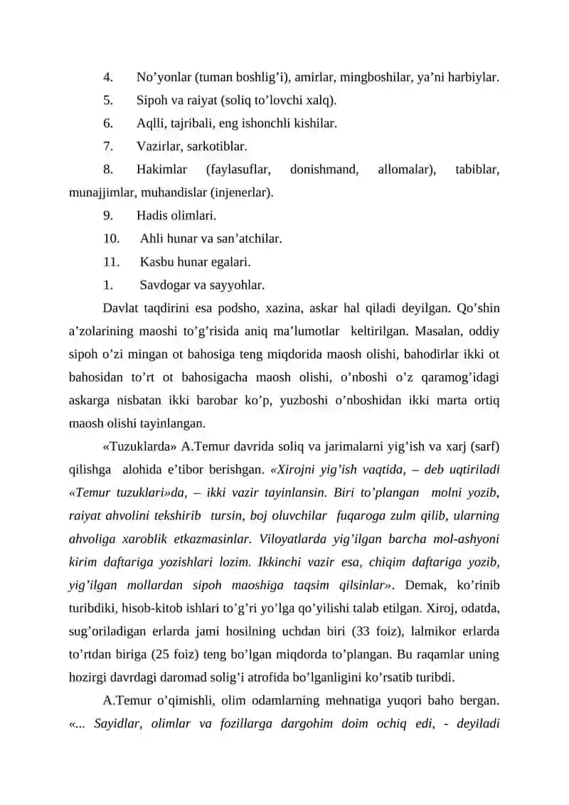AMIR TEMUR VA TEMURIYLAR DAVRIDAGI IQTISODIY G’OYALAR 4
