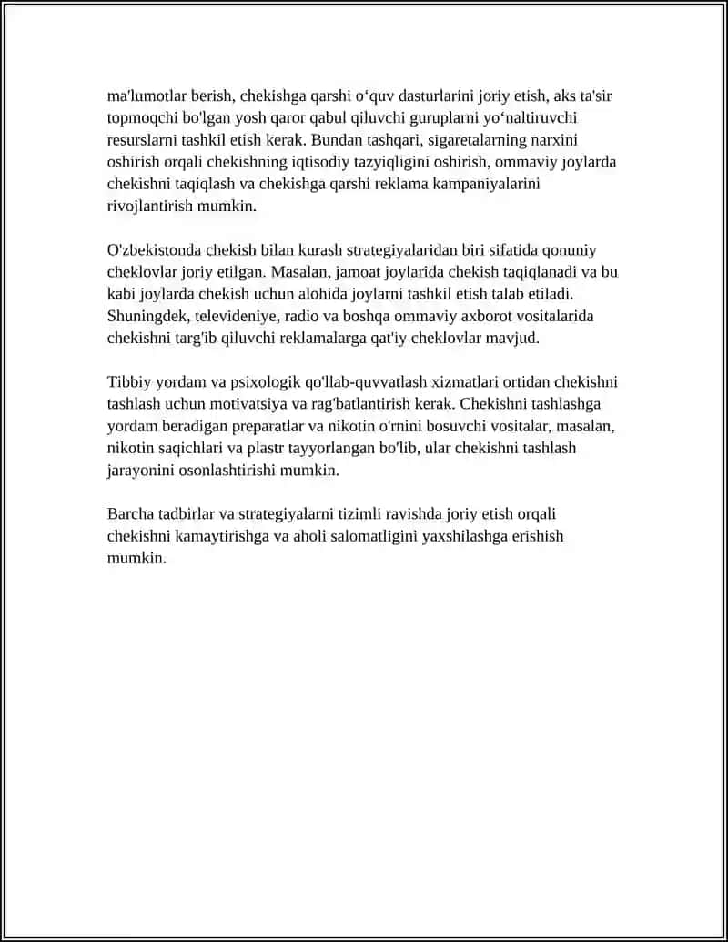 ZARARLI ODATLAR BILAN KURASH ( CHEKISH,ALKOGOLIZM VA GIYOHVANDLIK) 4