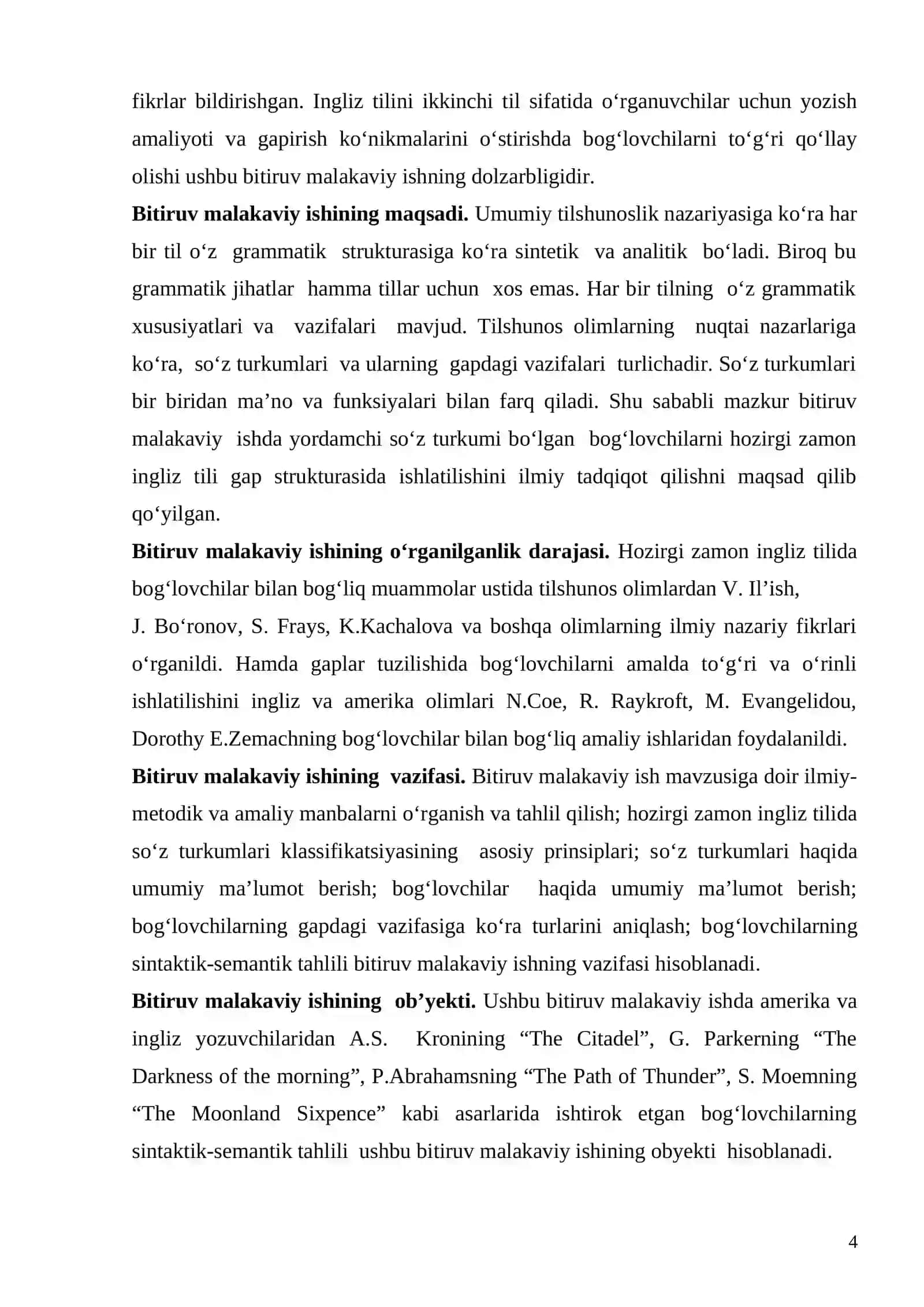 Hozirgi zamon ingliz tilida gap strukturasida bog‘lovchilarning (Conjunctions) ishlatilishi 4