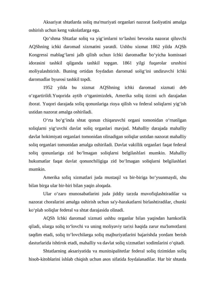 Amerika qo‘shma shtatlarida soliq nazoratini amalga oshirish va uning huquqiy asoslari 4