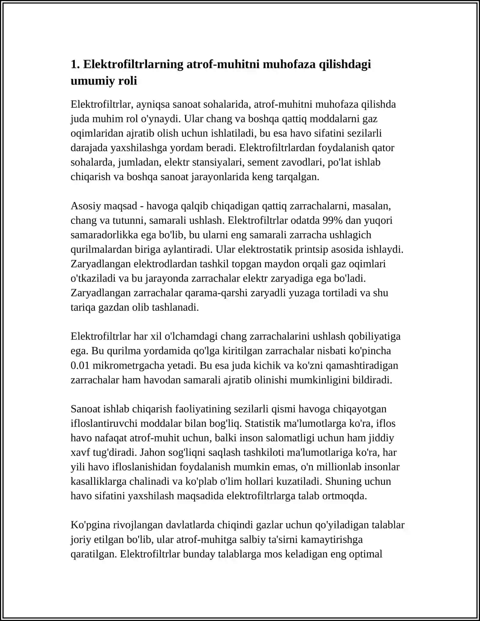 ELEKTROFILTRLARNING EKOLOGIK MUHOFAZADA QOʻLLANILISHI 4