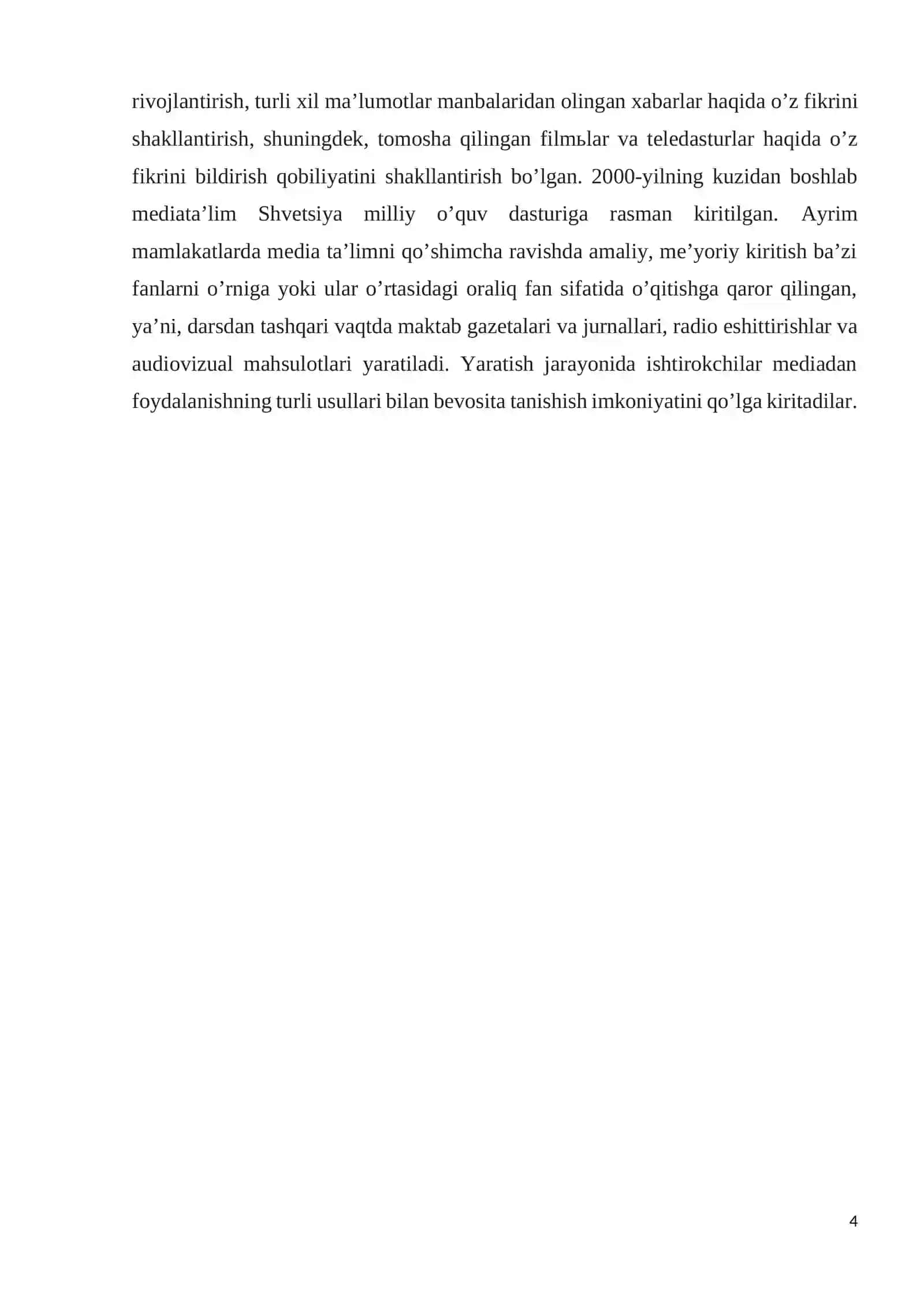 Media savodxonligi 4