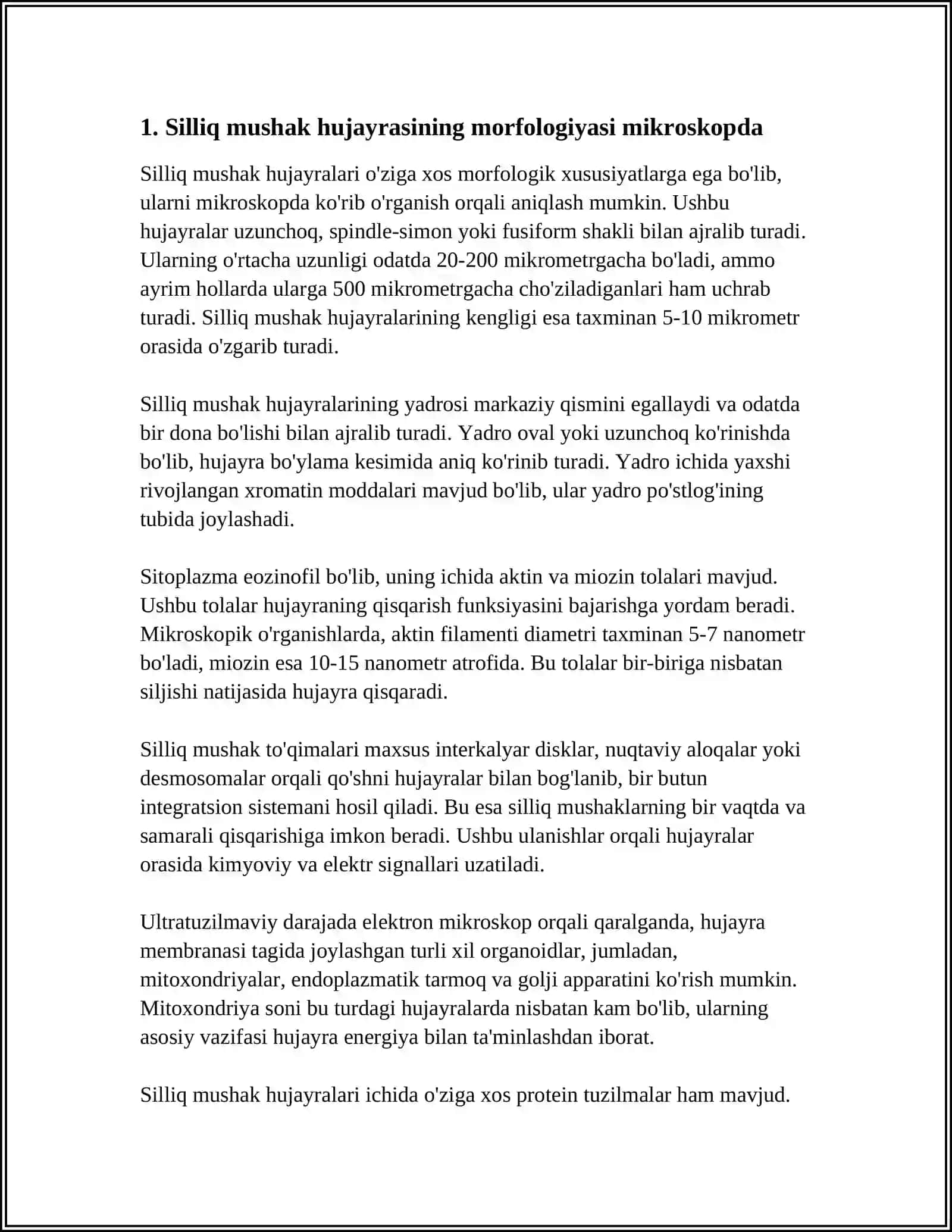 MUSKUL TO'QIMALARI. SILLIQ MUSKUL TO'QIMALARINI MIKROSKOPDA KO'RIB O'RGANISH 4