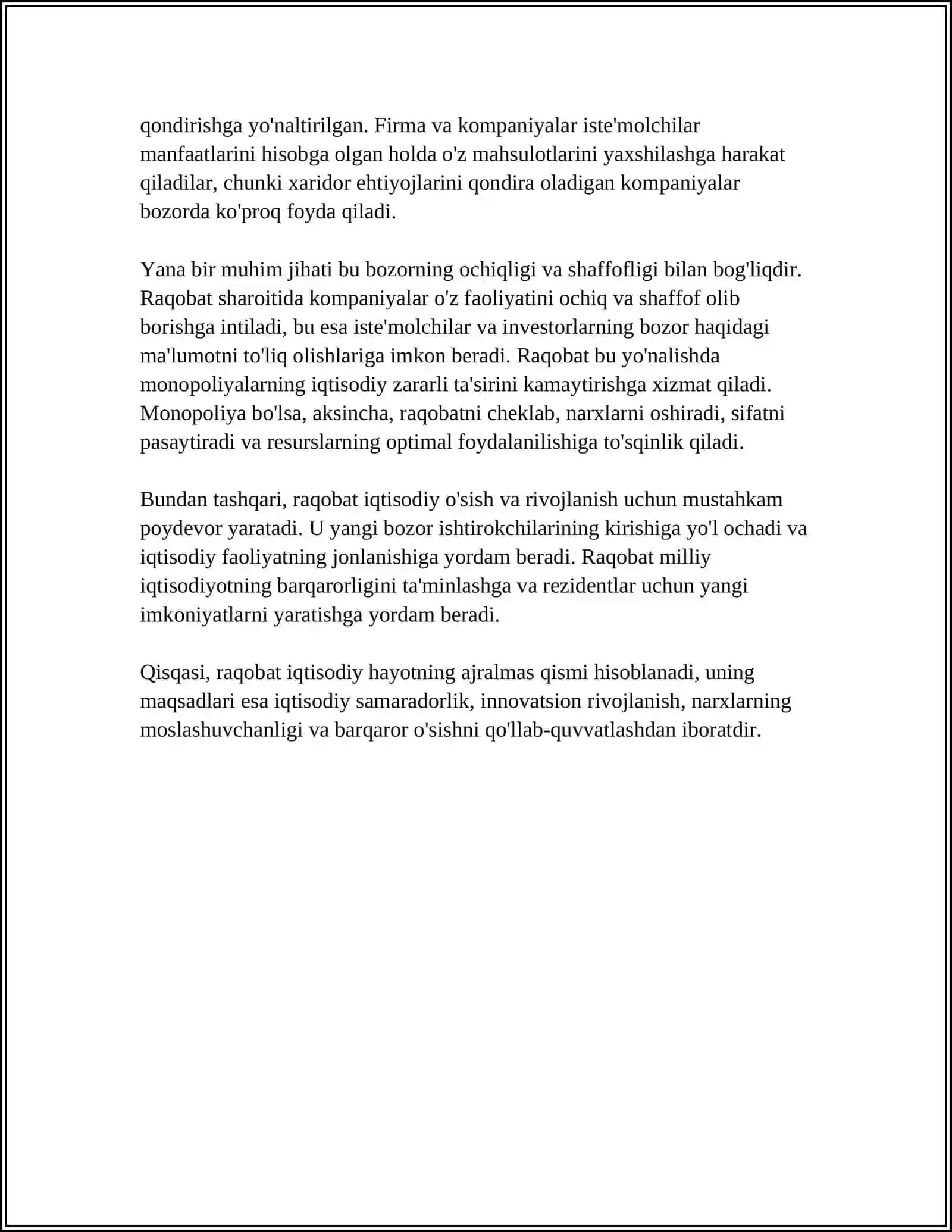 RAQOBAT VA MONOPOLIYA MOHIYATI TURLARI VA IQTISODIYOTDAGI ROLI 4