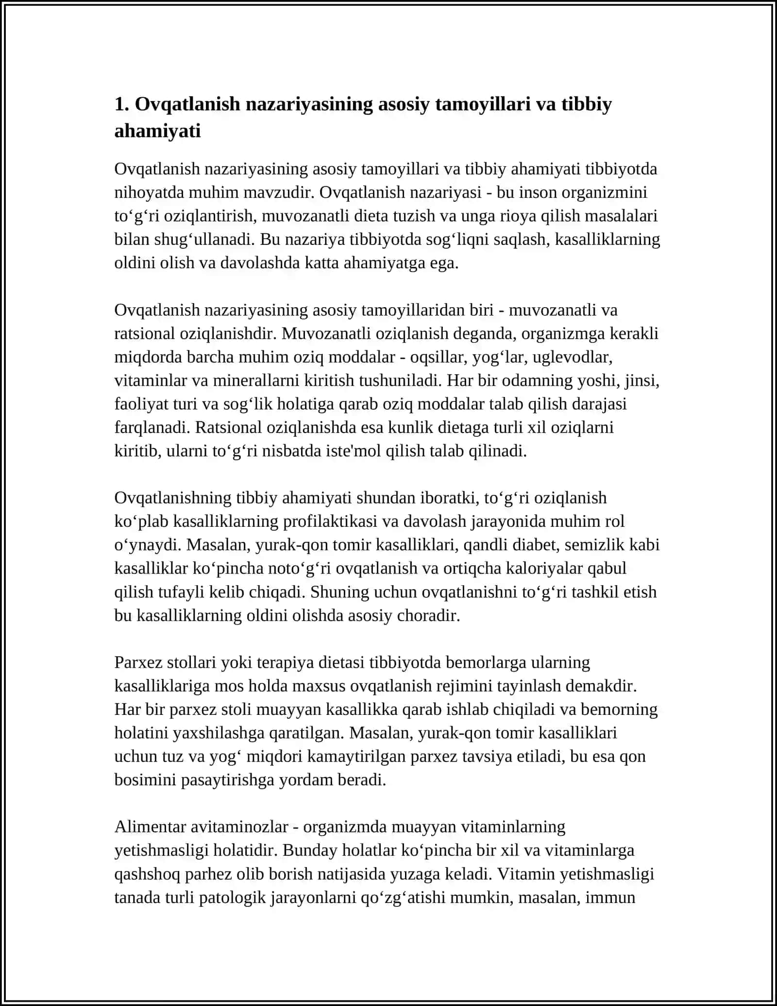 TIBBIYOTDA OVQATLANISH NAZARYASI.PARXEZ STOLLARI ALIMENTAR AVITAMINOZLARNI KELIB CHIQISH SABABLARI VA PROFILAKTIKASI ALIMENTAR ZARARLANISH 4