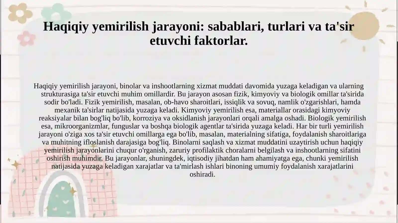 Binolarining xizmat muddati va ularning haqiqiy yemirilishi 4