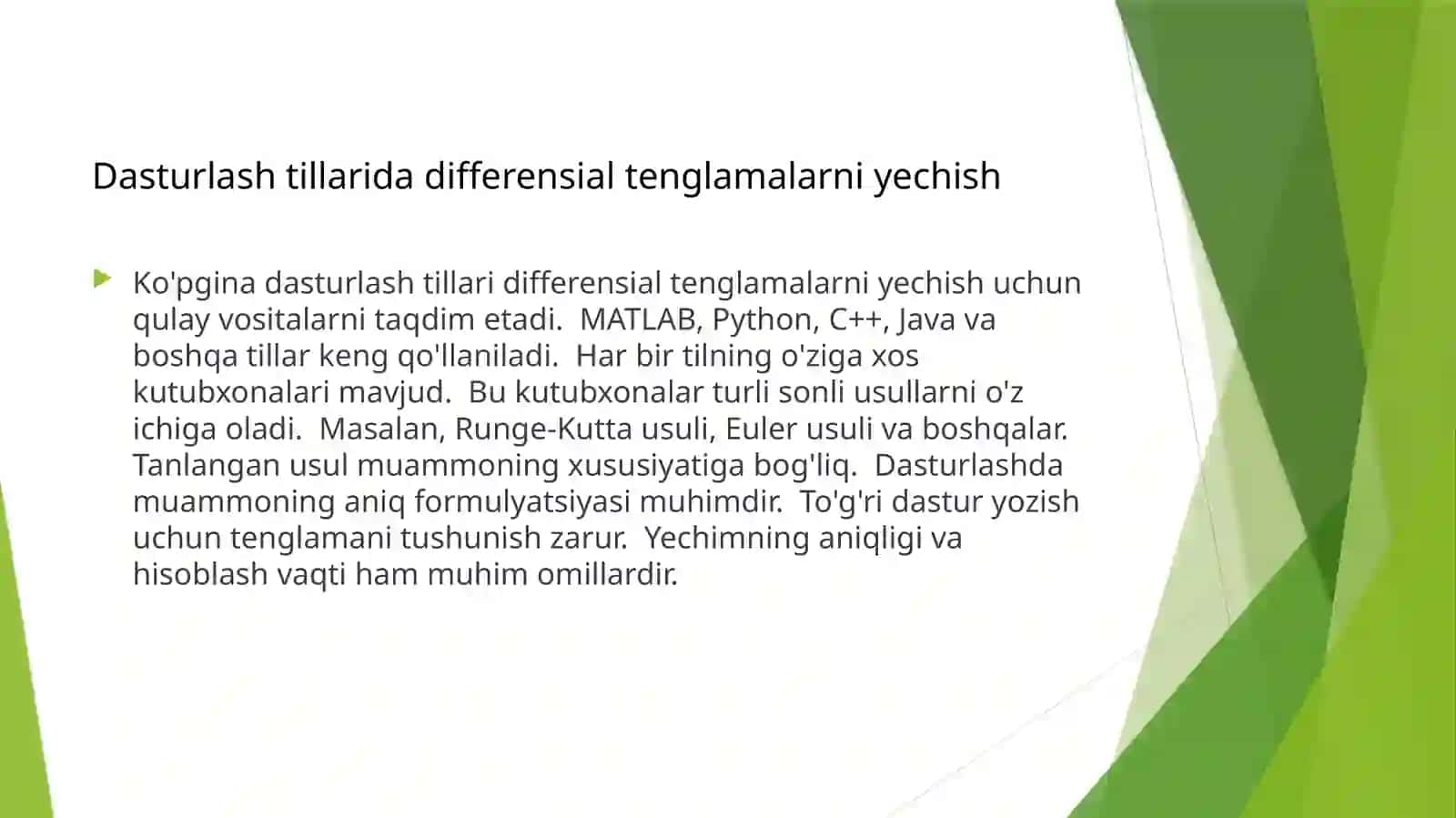 Diferensial Tenglamalar va Dasturlash Tillari 4