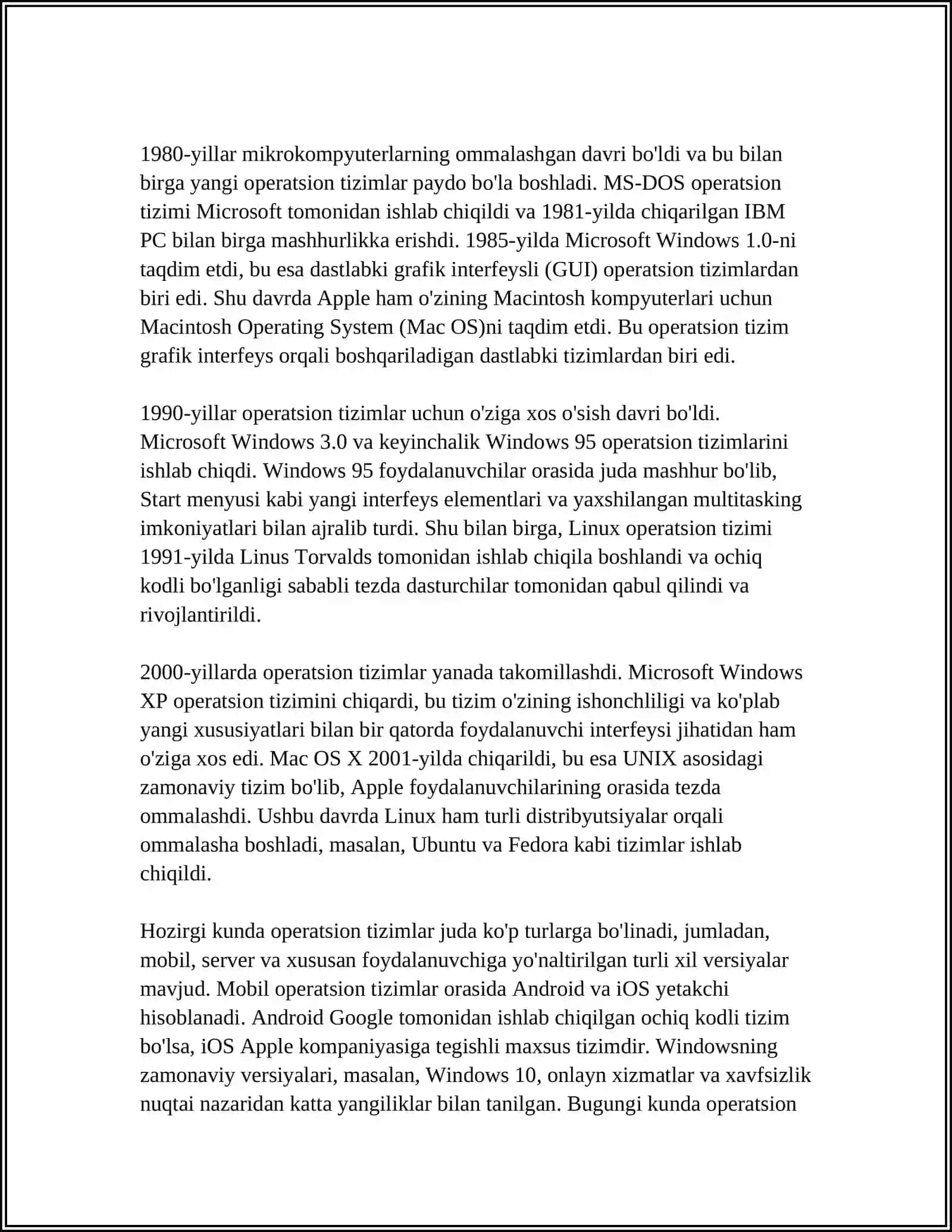 ZAMONAVIY OPERATSION TIZIMLAR TAHLILI 4