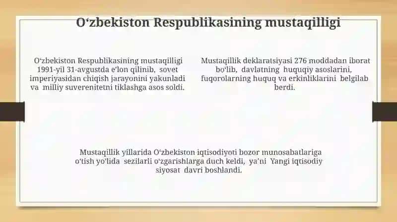 Oʻzbekiston davlatchiligining shakllanishi va taraqqiyot bosqichlari 4