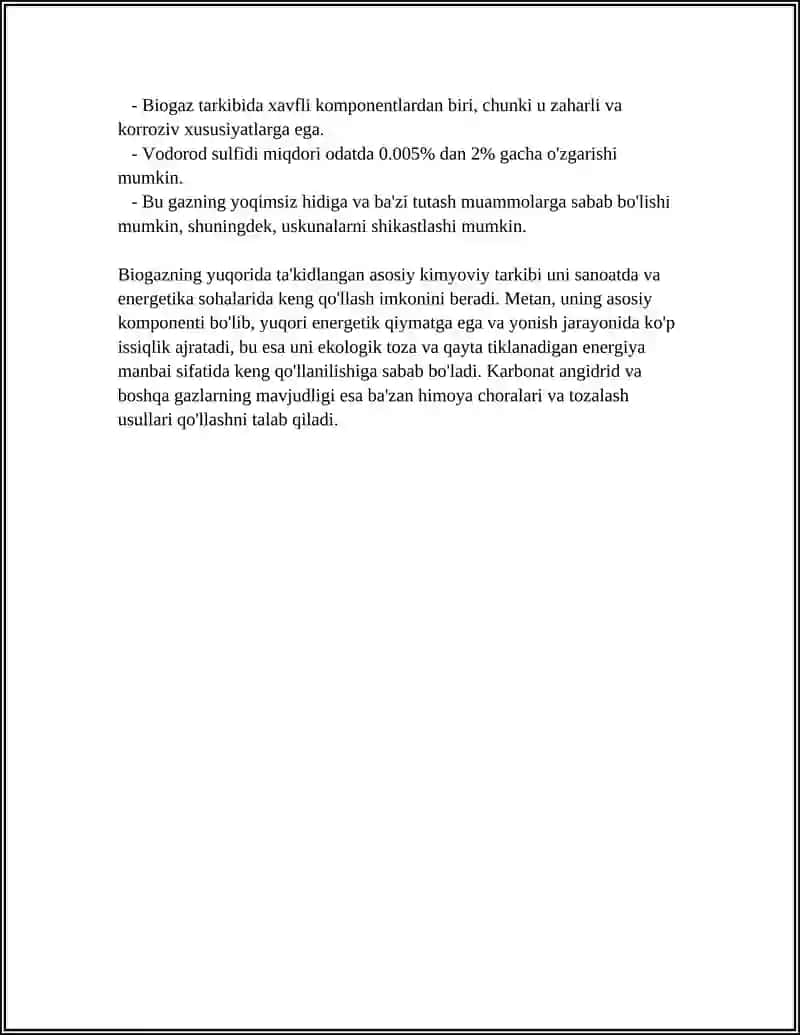 BIOGAZ TARKIBINI NAZARIY VA AMALIY JIHATDAN TAHLIL QILISH 4