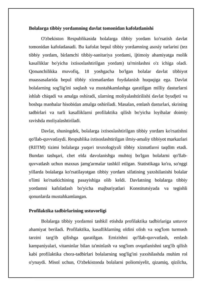 Bolalarga Tibbiy Yordam Korsatishni Tashkil Qilish 4